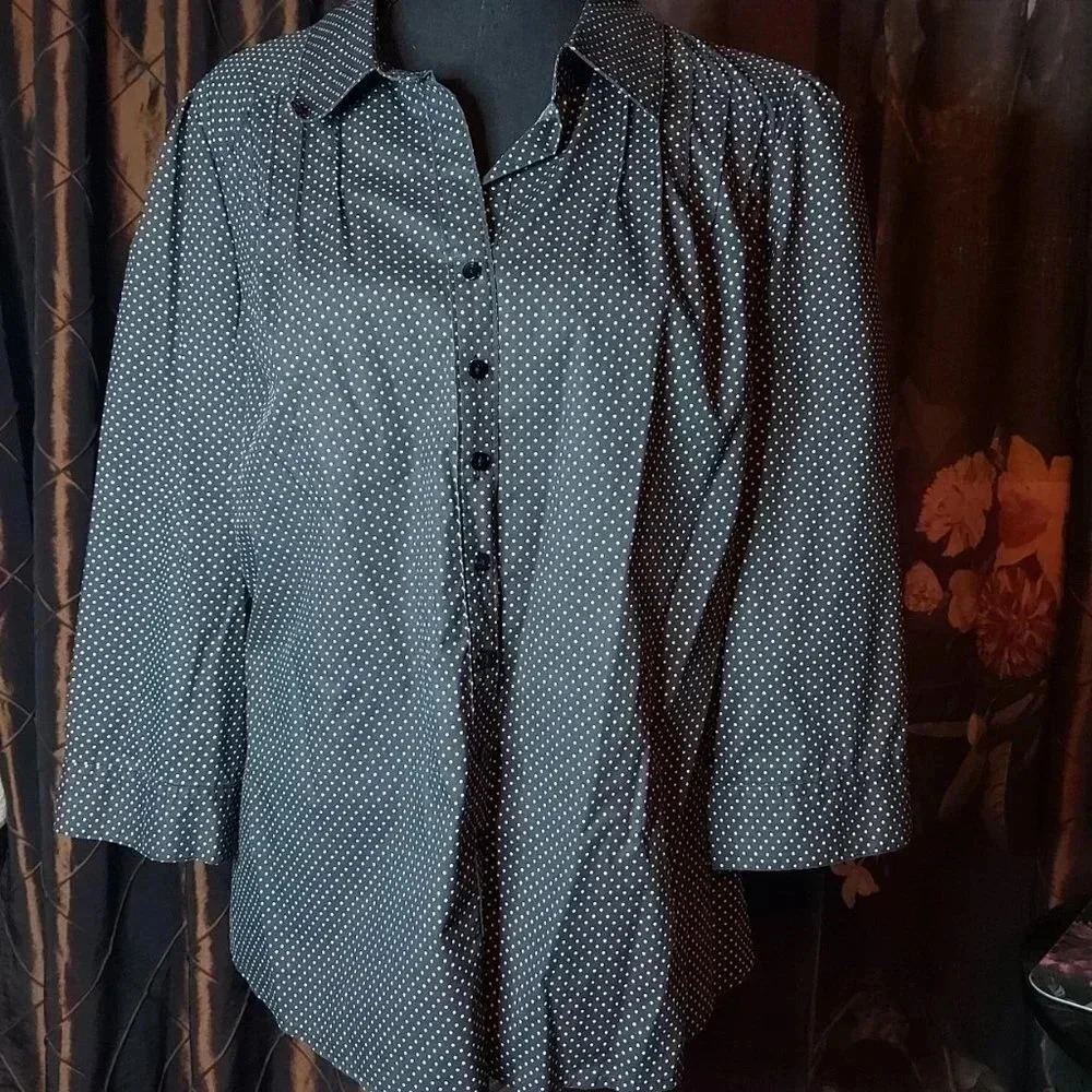 A.N.A | Small Polka Dot Black and White Blouse